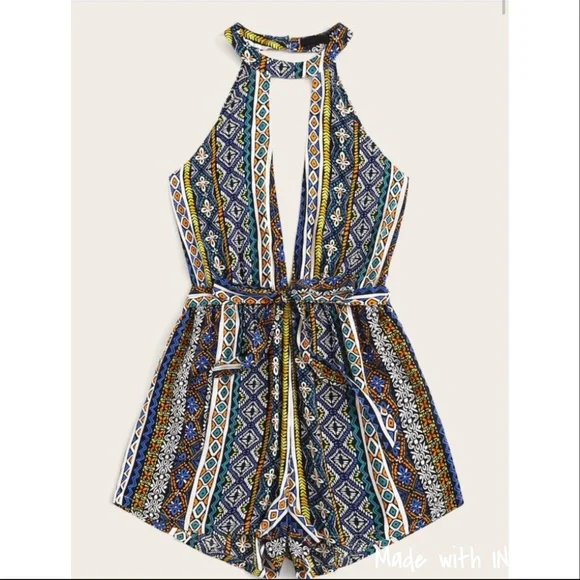 1 Day Sale❗️✨Tribal  Halter neck open back Romper - Picture 4 of 8